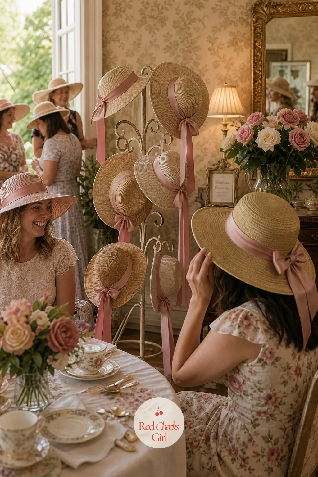 Hats for Guests — A tea party asks for a little dressing up, and a small rack of wide-brim hats near the entrance gives every guest the chance without anyone