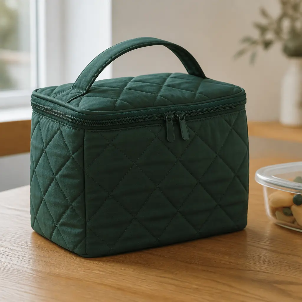 Quilted Lunch Bag — The soft plastic lunch bag from three years ago has a broken zip, and she has been meaning to replace it since September. Teacher christmas