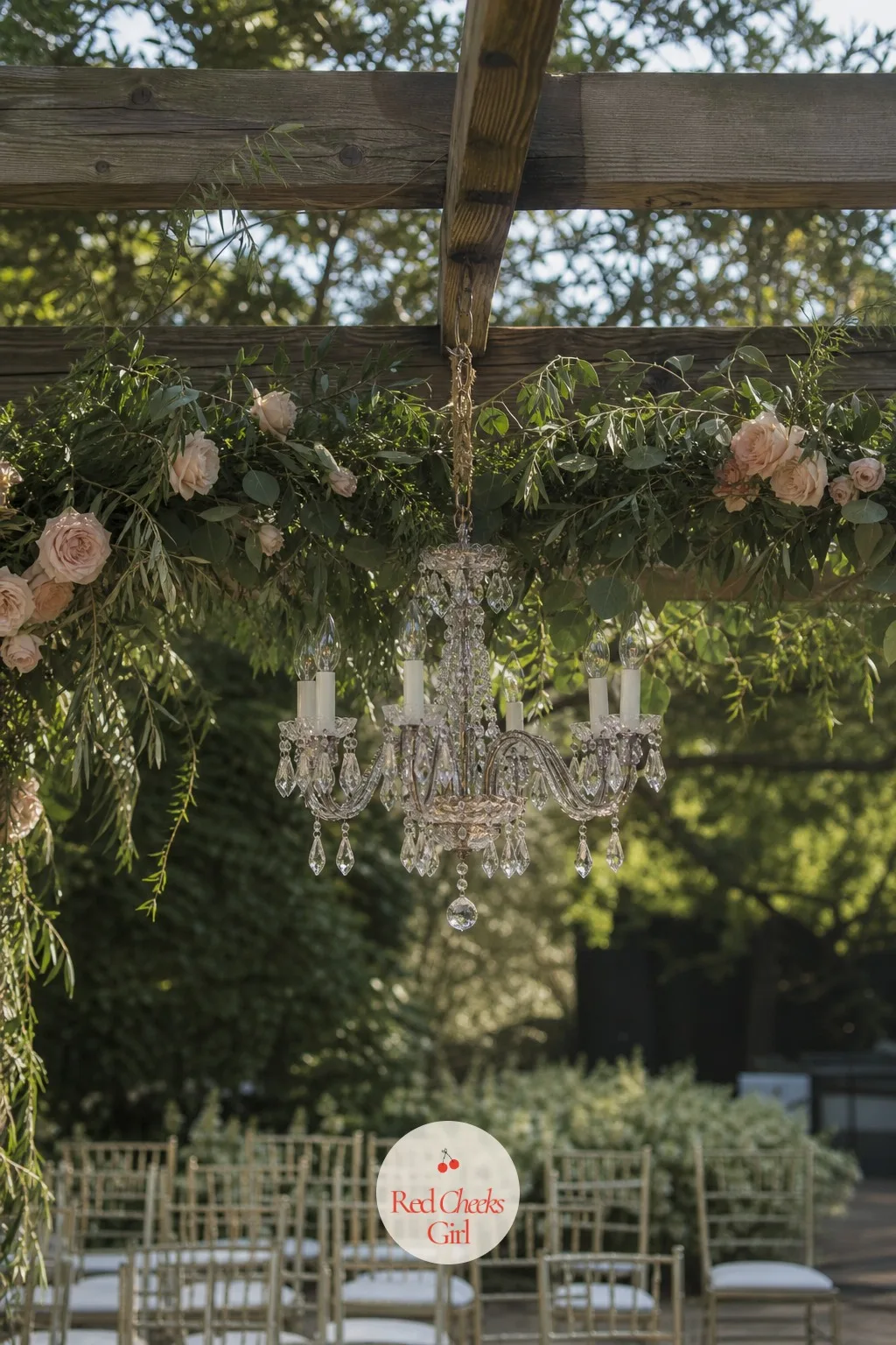 A Crystal Chandelier Hung From the Arch — Candles do nothing in broad daylight, but crystal does: a small vintage chandelier , wired or not, hung from the