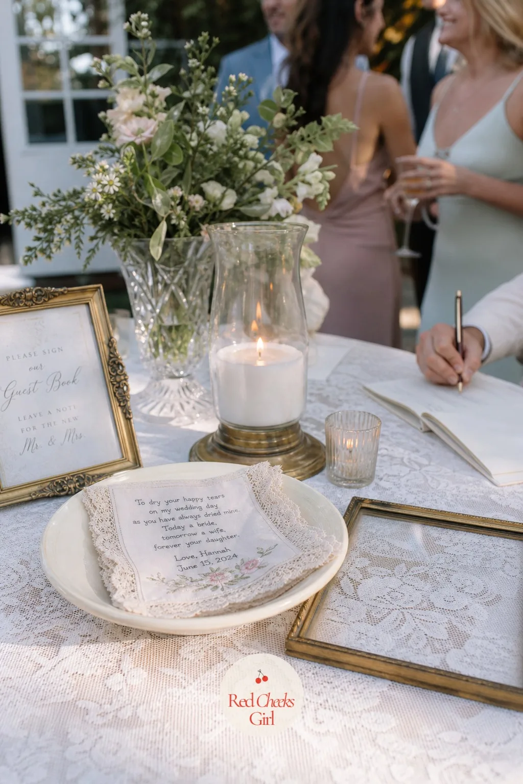 An Embroidered Hankie Framed as a Keepsake — Something borrowed usually gets stuffed in a bag the moment it has served its purpose and forgotten after.
