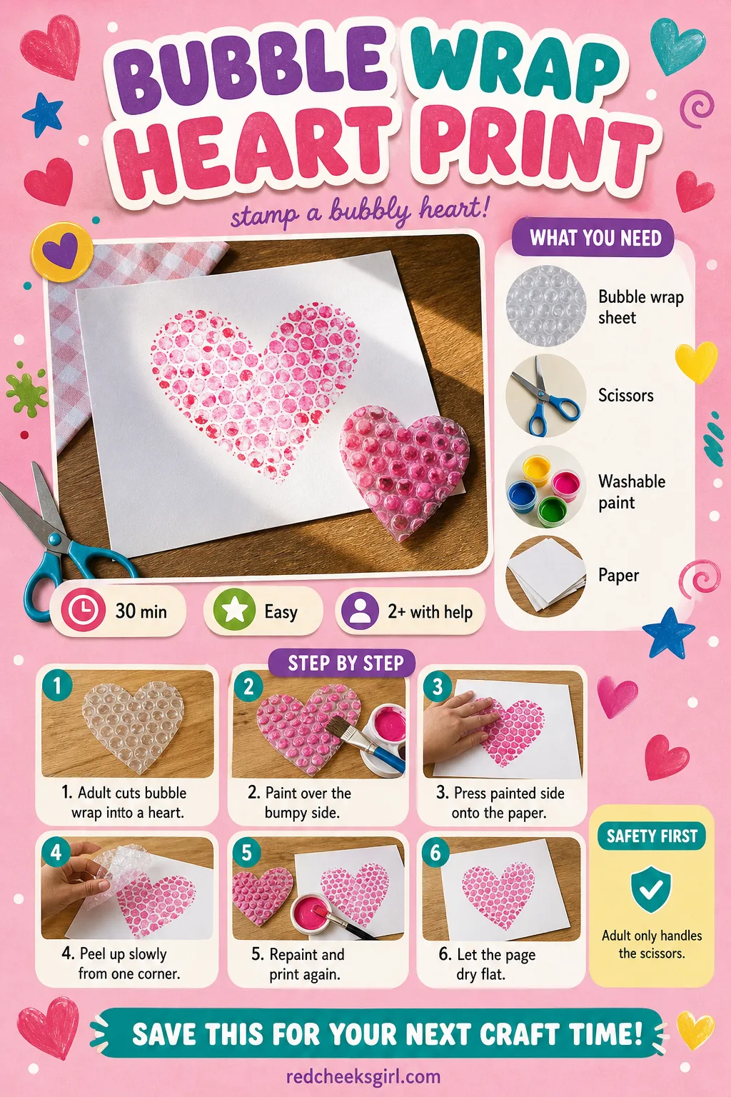 Bubble Wrap Heart Print Craft Card printable sheet — Keep this one for the day bubble wrap turns up in a delivery box and begs to be used. Toddler valentine