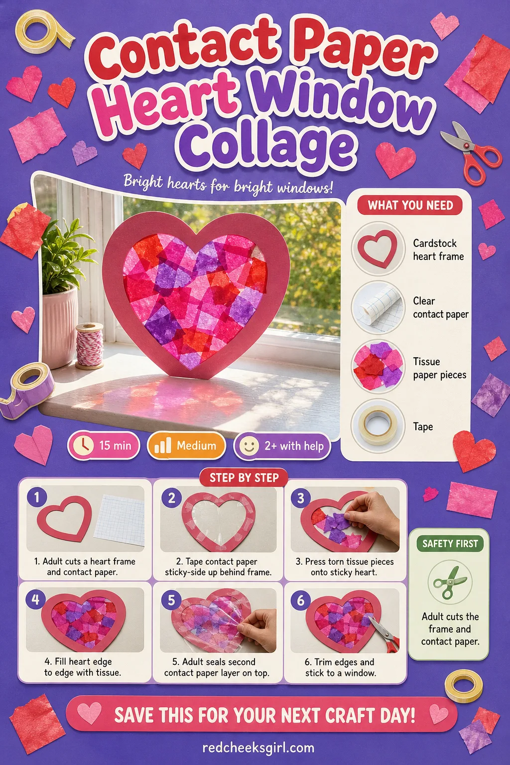 Contact Paper Heart Window Collage Craft Card printable sheet — Print it before sticking anything to the glass, the layering order matters more than it looks.