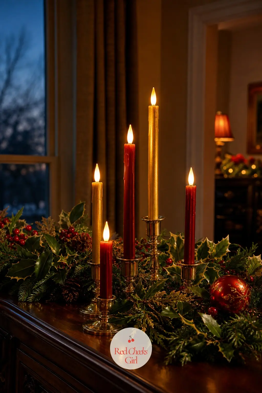 Candlelight Planned Room by Room for the Evening — Flameless taper candles on timers across the living room, hallway and dining table mean every room glows at