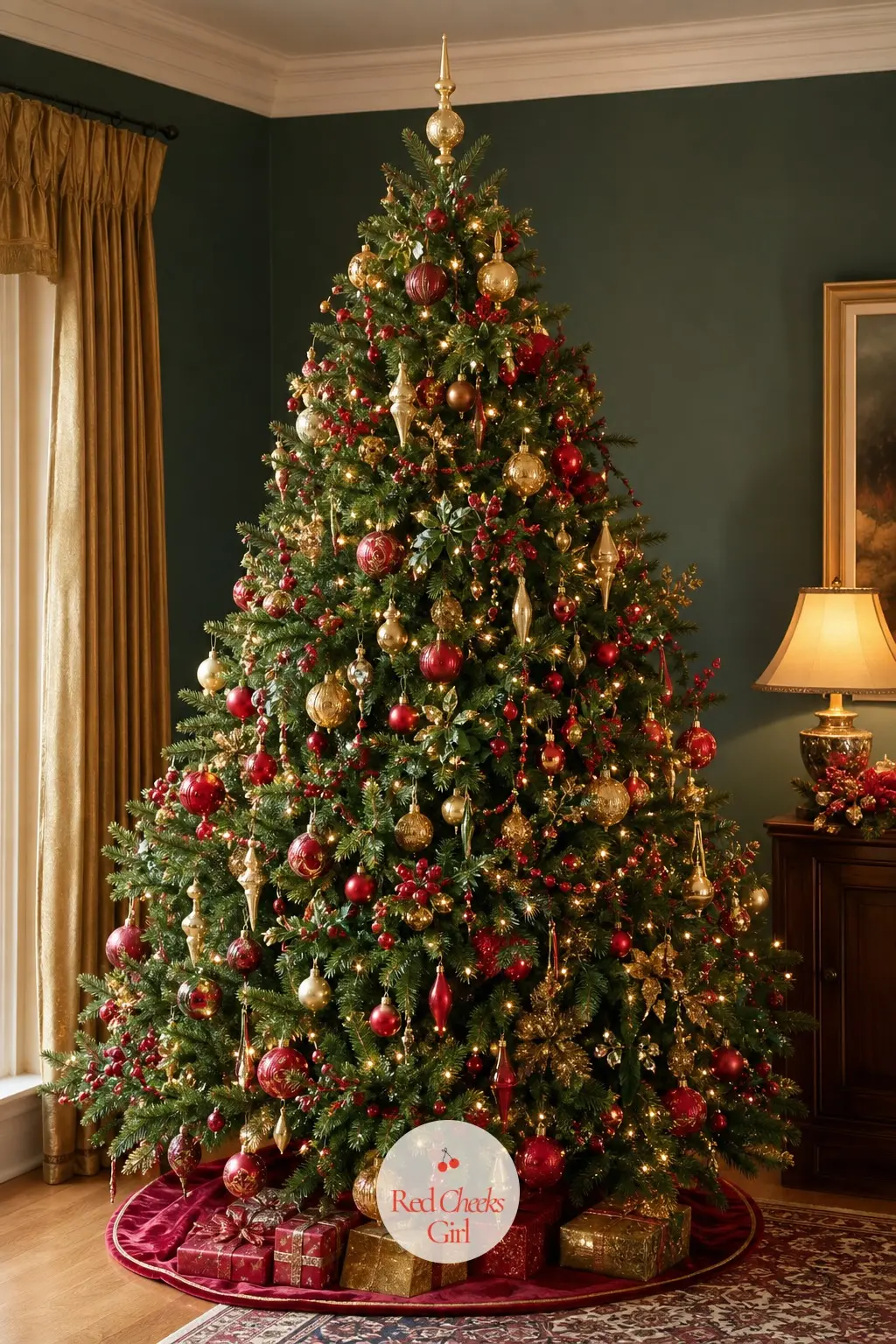 The Tree Dressed in Red, Green and Gold — Start with a full, dense tree rather than a sparse one: this look depends on fullness. Traditional christmas