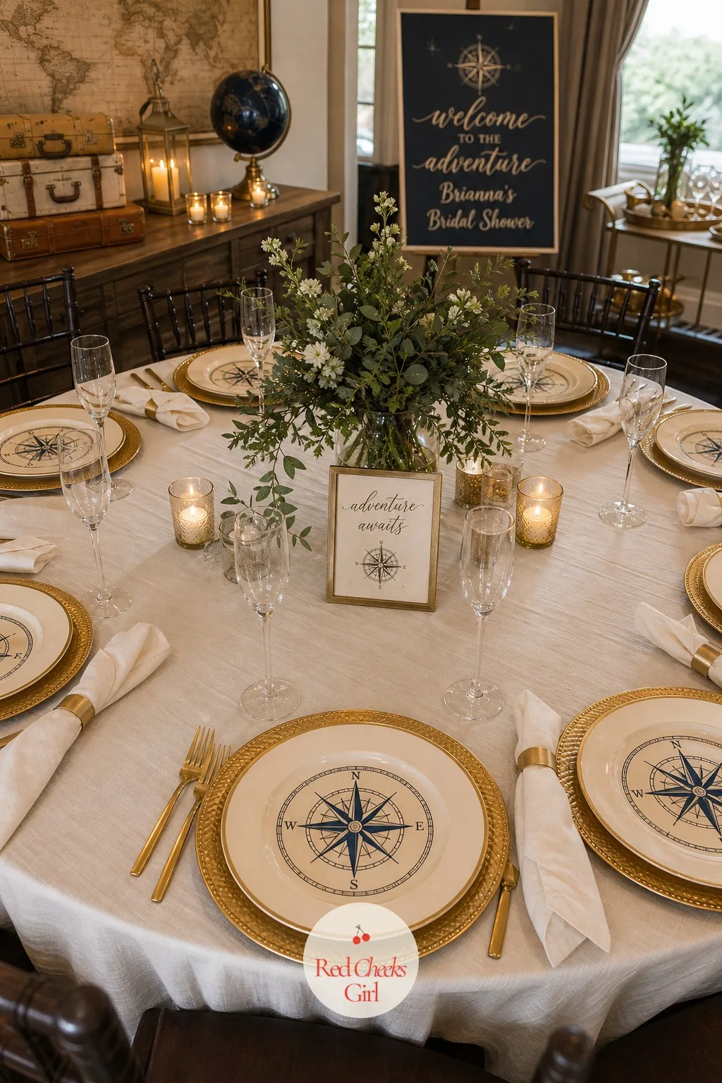 Compass Rose Charger Plates — A plain charger holds its own under a full place setting, but it is the kind of detail nobody mentions because there is nothing