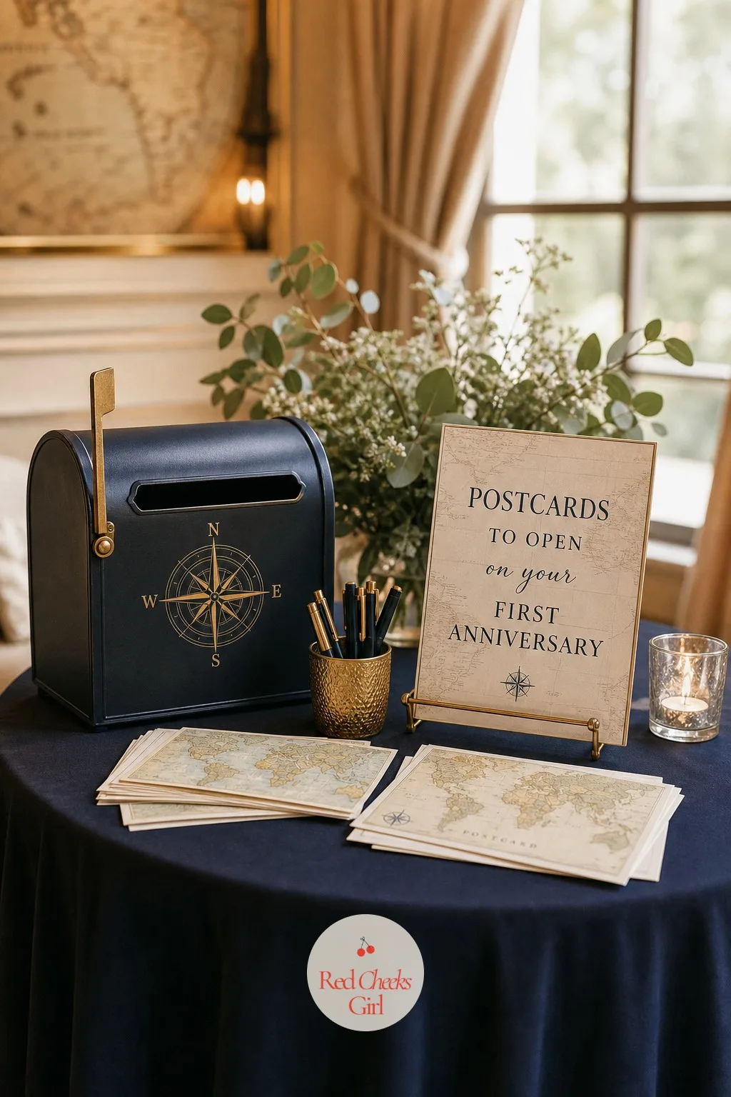 Postcards to Open on the First Anniversary — Advice cards read once at the gift opening and then disappear into a drawer. Travel bridal shower theme