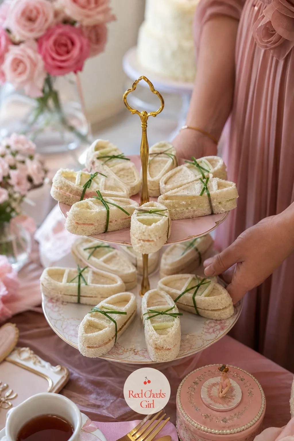 Pointe Shoe Tea Sandwiches — A table of only sweets looks generous for the first ten minutes and a little much by the second hour. Tutu baby shower theme