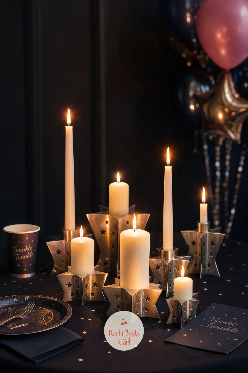 The Star-Holder Candle Cluster — One tall candle in the middle of a table looks lonely. Twinkle twinkle gender reveal
