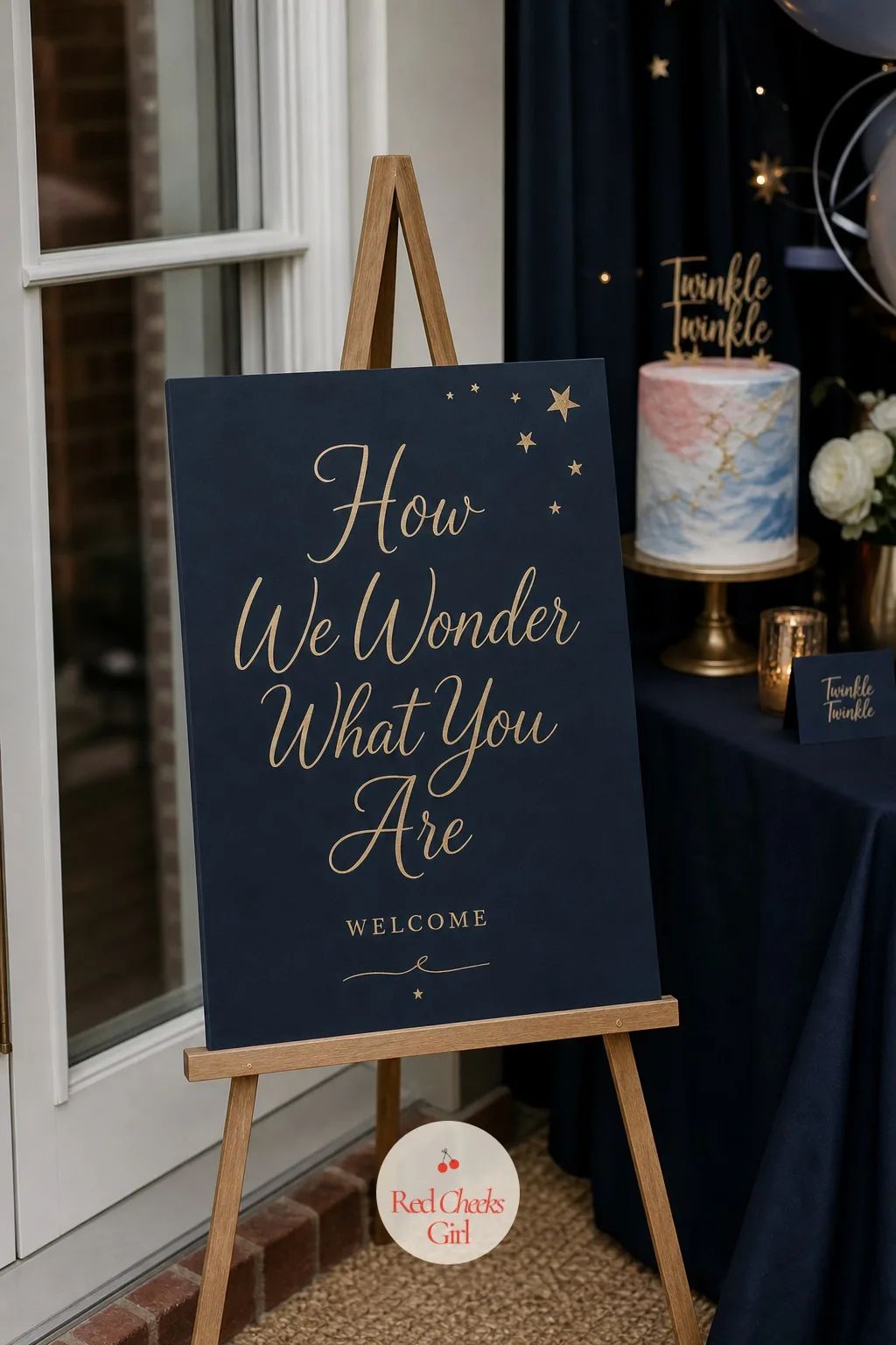 The How We Wonder What You Are Welcome Sign — An empty entrance tells guests nothing about what they are walking into. Twinkle twinkle gender reveal