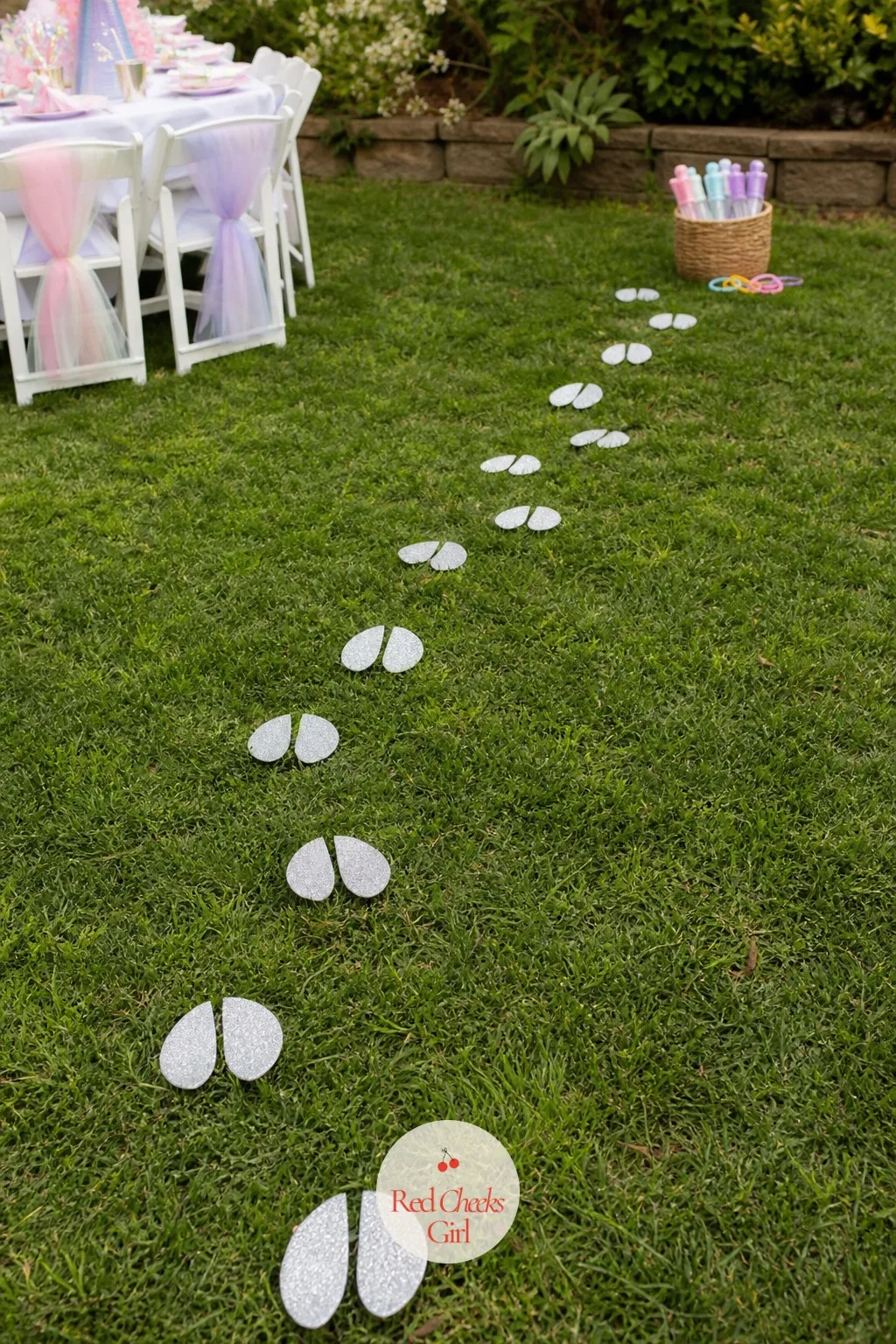 Follow the Hoofprint Trail — Small guests run out of patience for standing-still games faster than anyone plans for. Unicorn birthday party ideas