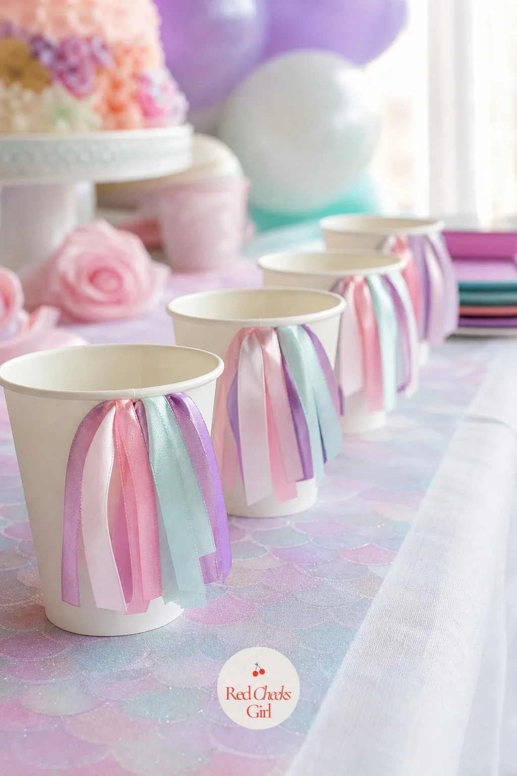 Paper Cups With Ribbon Manes — This is the detail nobody plans for and everybody photographs. Unicorn birthday party ideas