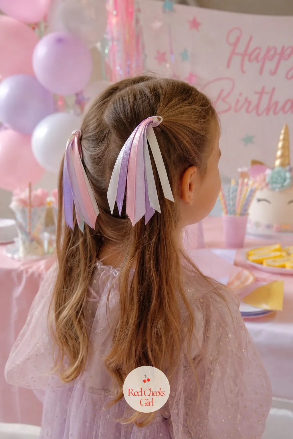 Ribbon Mane Hair Clips — She will lose a plastic trinket by bedtime, but a hair clip gets worn to school the following week. Unicorn birthday party ideas