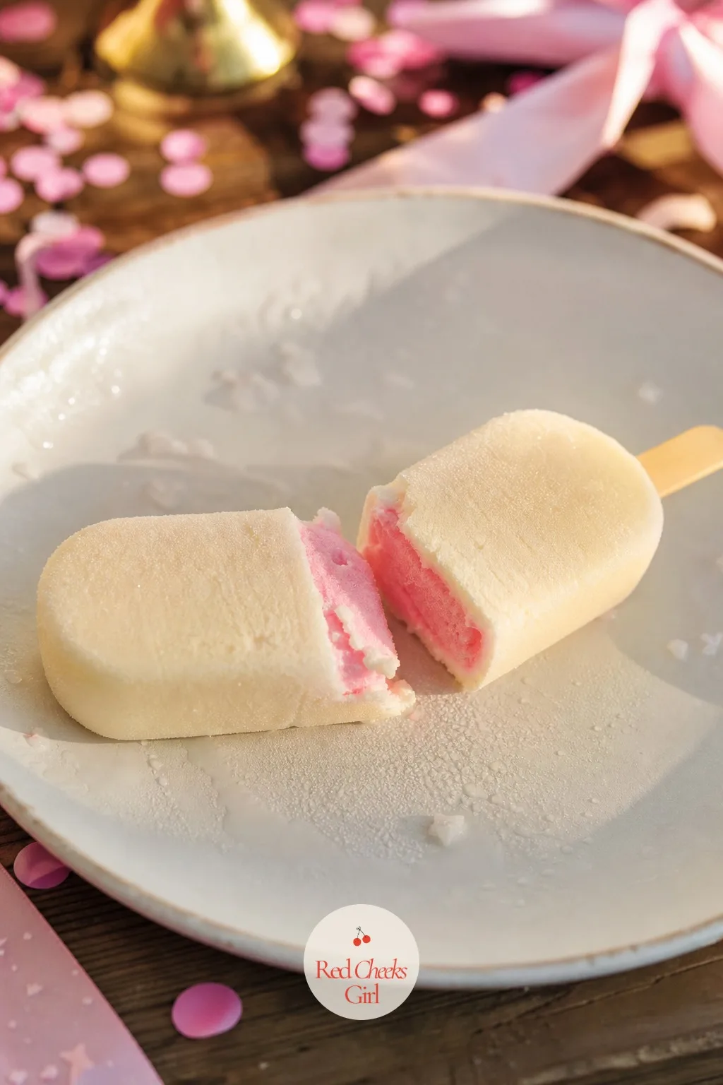 Dyed Ice Cream Popsicle Reveal — From the outside it looks like a plain cream popsicle on a stick. Unique gender reveal ideas