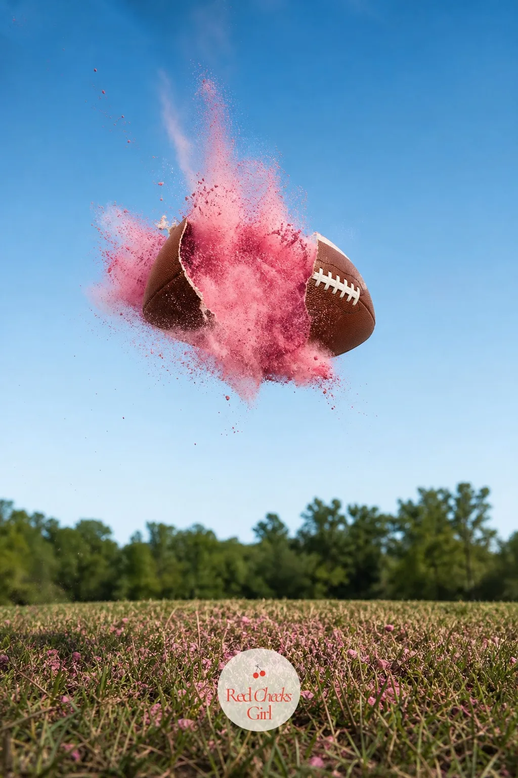 Football Powder Burst — The football gets handed off like any other pass drill, right up until it bursts mid-catch in a wash of color that settles on the grass