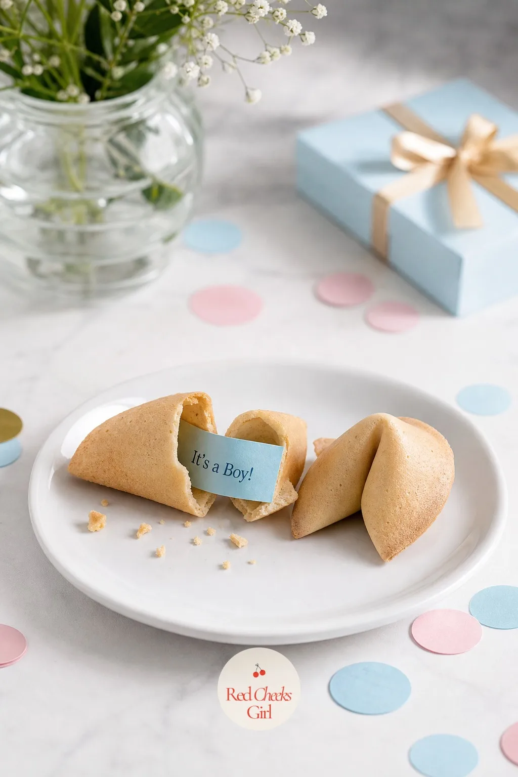 Fortune Cookie Crack Reveal — A plate of plain fortune cookies sits at the center of the table like dessert after takeout, until one cracks open to a little