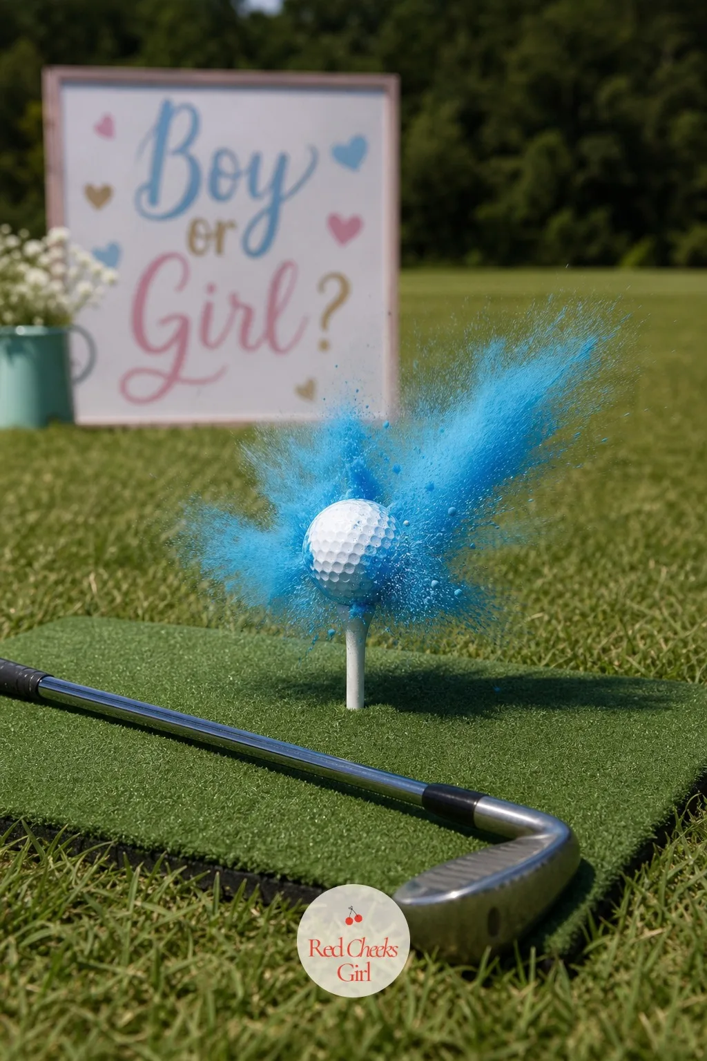 Golf Ball Powder Pop — It looks like any other ball waiting on the tee. Unique gender reveal ideas
