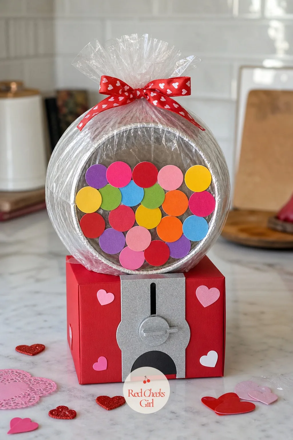 Gumball Machine — A gumball machine photographs beautifully because the whole point is the window. Valentine box ideas for school
