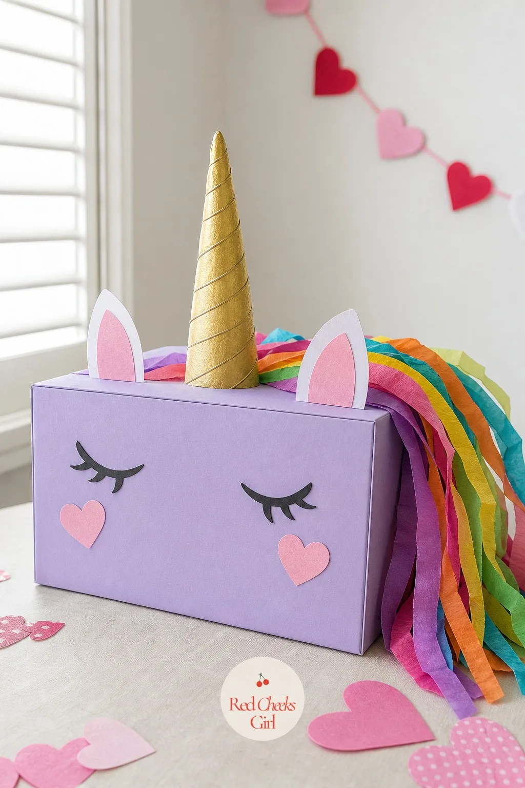 Rainbow Unicorn — A unicorn box lives or dies on the horn, so start there. Valentine box ideas for school
