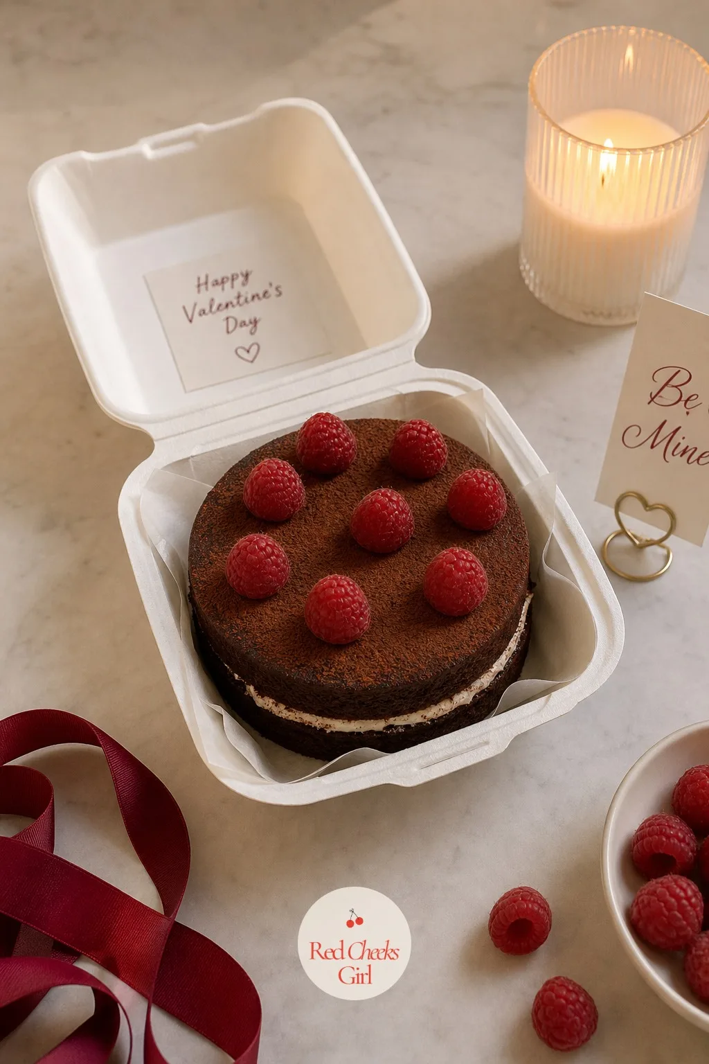 Chocolate Raspberry Bento Cake — Make-ahead is the whole appeal here. Valentine cake