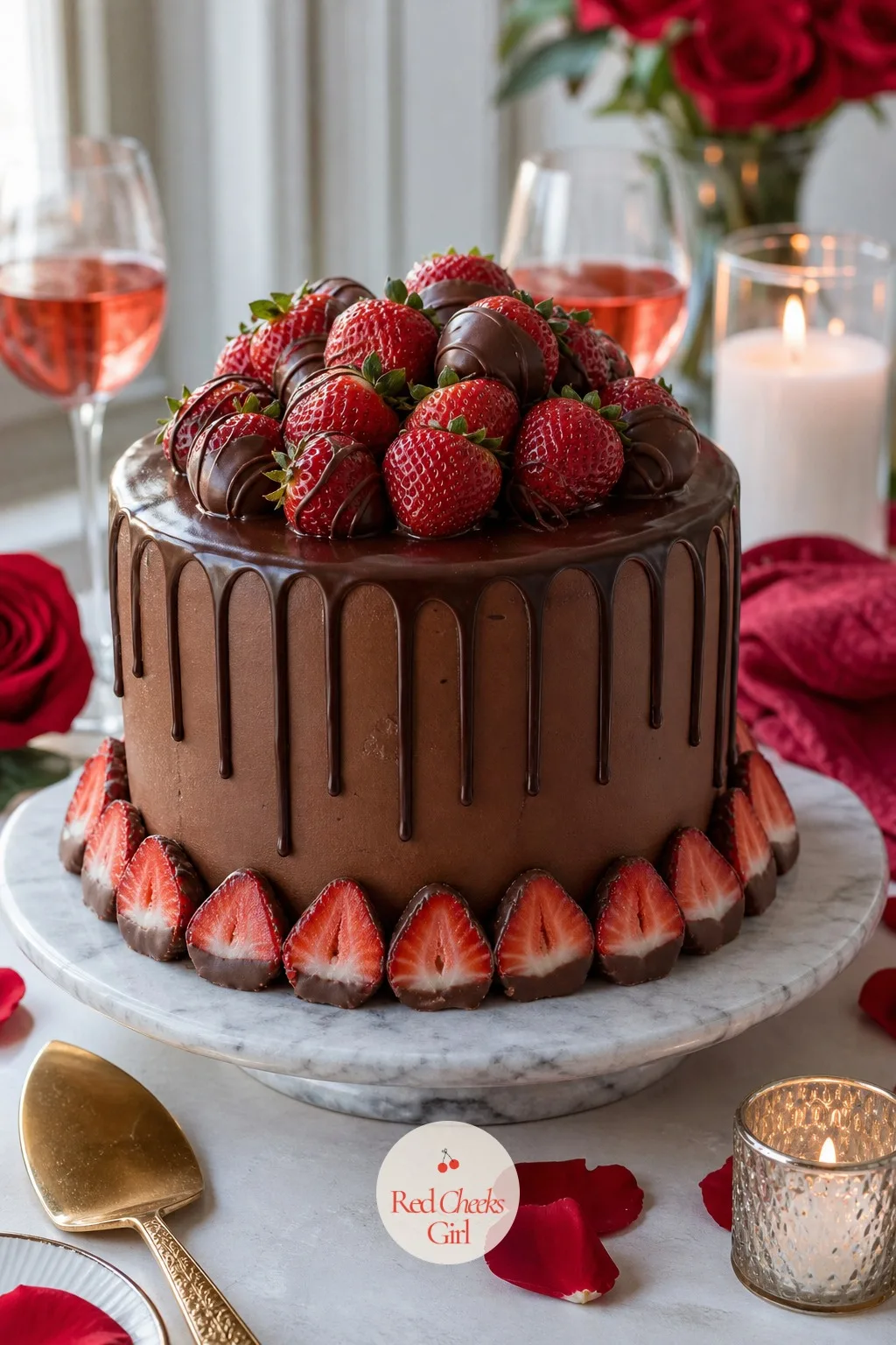 Chocolate Strawberry Drip Cake — For the partner who would choose chocolate-covered strawberries over flowers every time, this puts the whole combination into