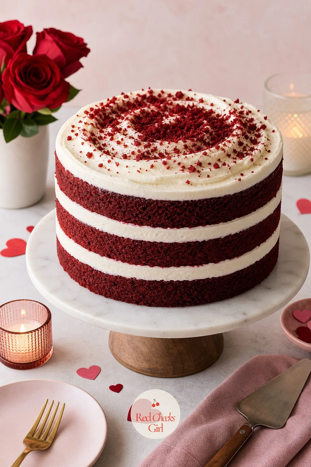 Classic Red Velvet Layer Cake — This is the one someone always asks for by name, and it earns the spot on taste alone rather than decoration. Valentine cake