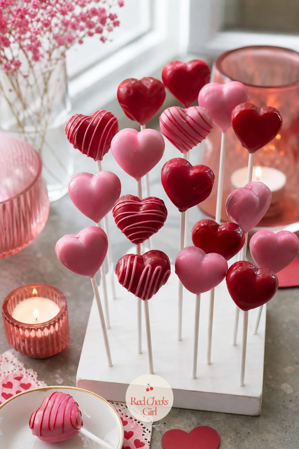 Heart Cake Pops on a Stand — This is the entry made from what is left over, not what is bought new, which makes it the cheapest thing on the whole table.