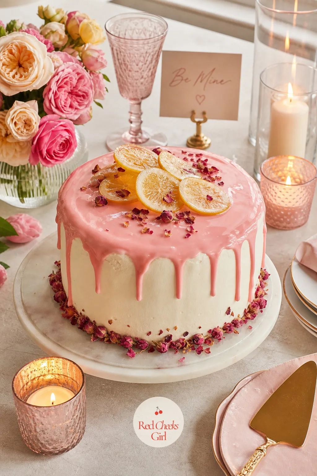 Lemon Rosewater Cake with Pink Drip — There is always one friend in the group who finds chocolate cake too much, and this is the cake that keeps her from