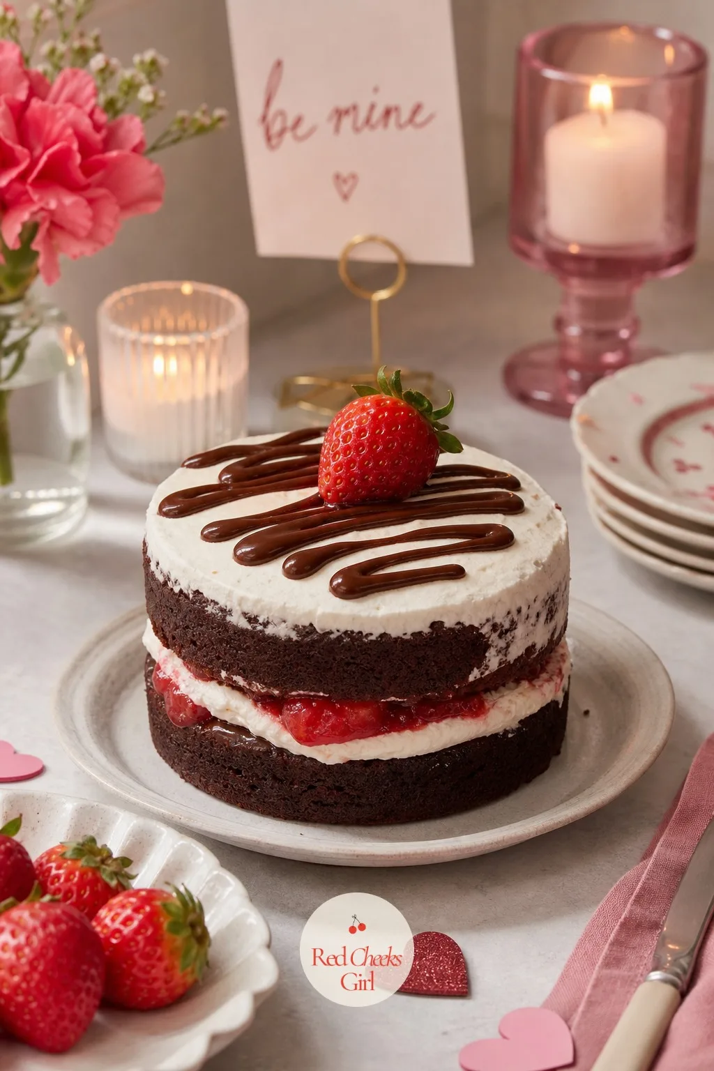 Mini Chocolate Strawberry Cake — This travels better than anything else on the list, which matters if the plan is a desk valentine or a lunchbox surprise