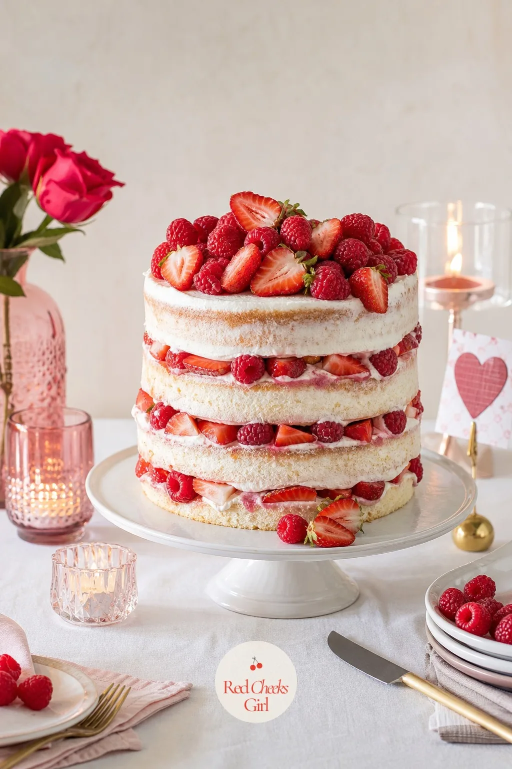 Naked Berry Layer Cake for Sharing — A group does not need something precious, it needs something that cuts cleanly into ten generous slices without anyone