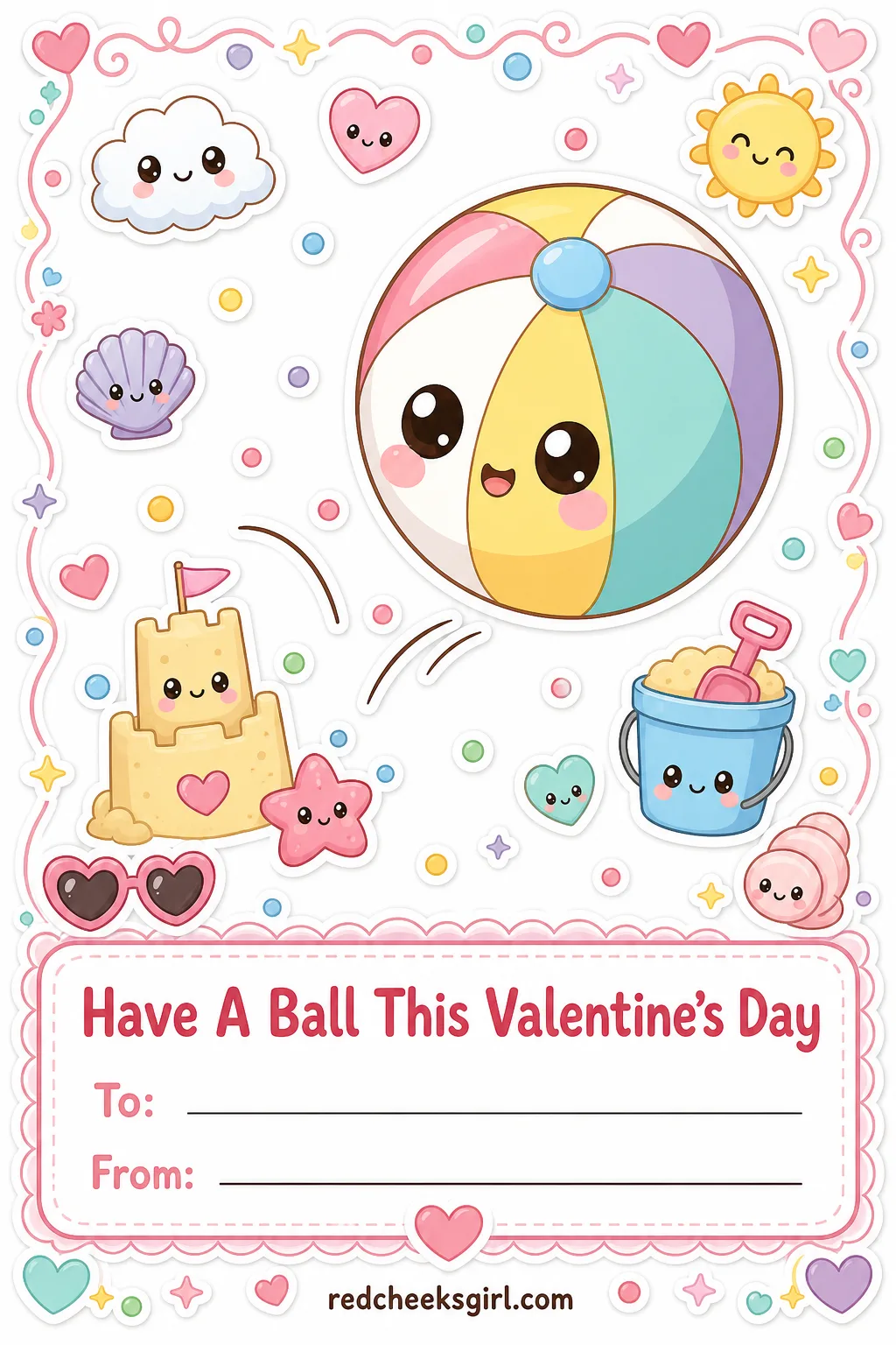 Have A Ball This Valentine's Day printable sheet — For the kid who plays every sport the school offers and talks about all of them at once. Valentine cards for