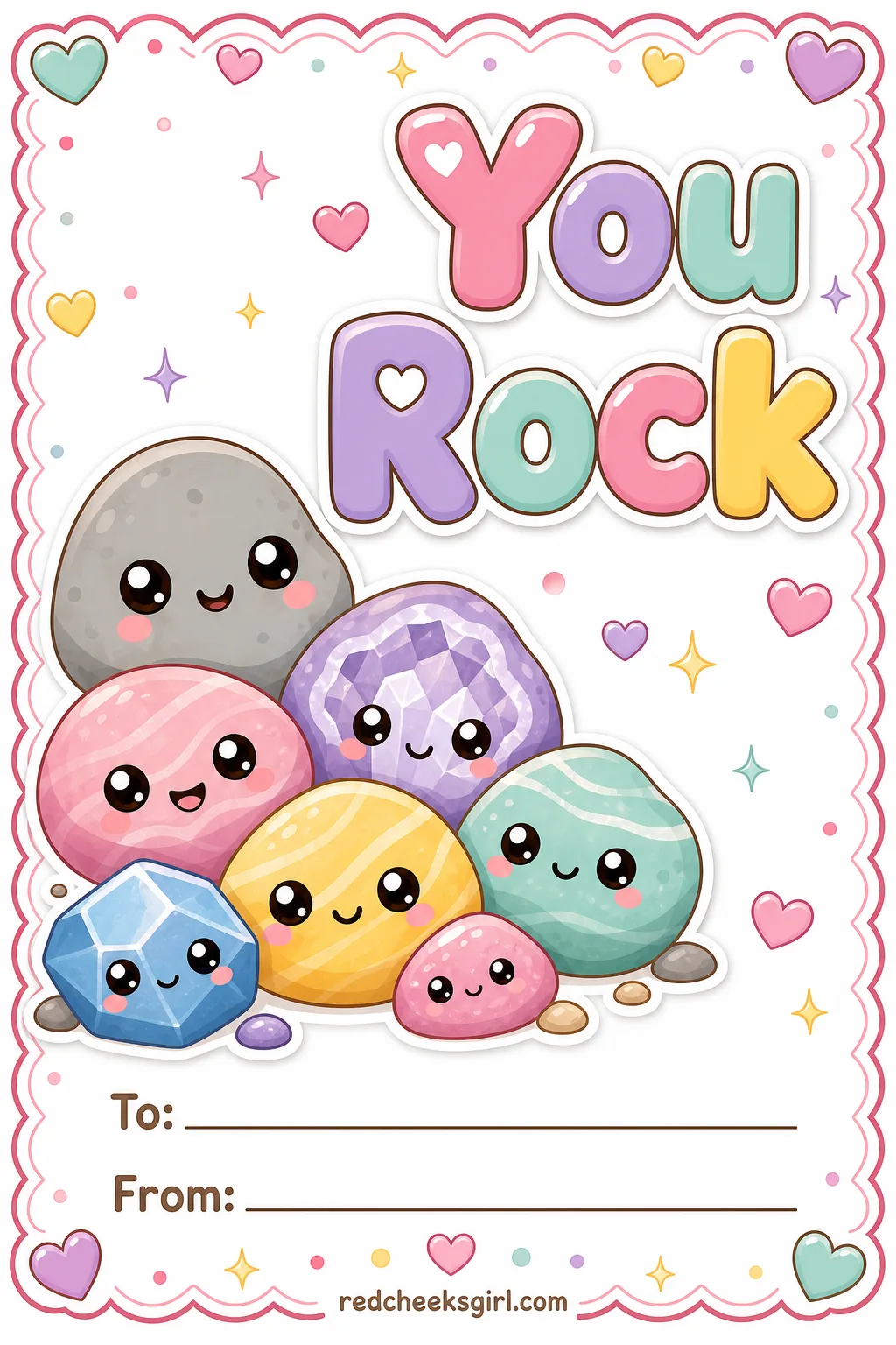 You Rock printable sheet — For the steady, reliable friend, the one everyone leans on without really noticing until he is not there. Valentine cards for kids