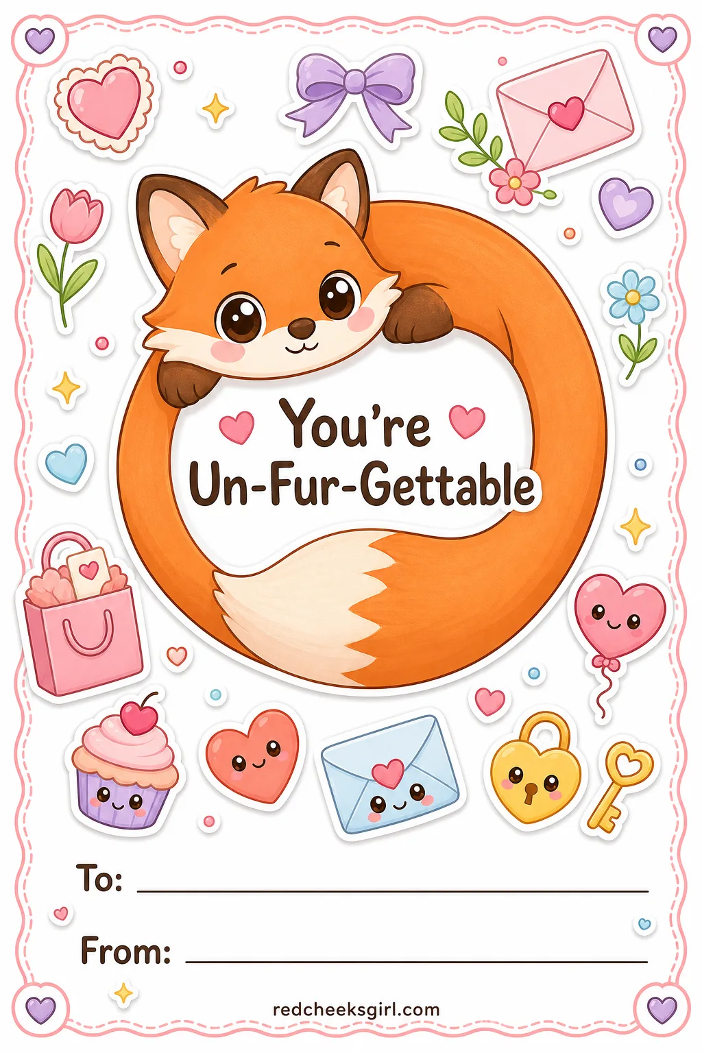 You're Un-Fur-Gettable printable sheet — A sweeter one near the end of the stack, good for a best friend, a teacher's aide, or anyone who has actually earned