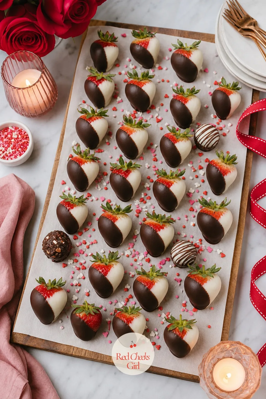 Chocolate Covered Strawberry Dessert Board — Nobody needs convincing to eat a chocolate-covered strawberry. Valentine charcuterie board