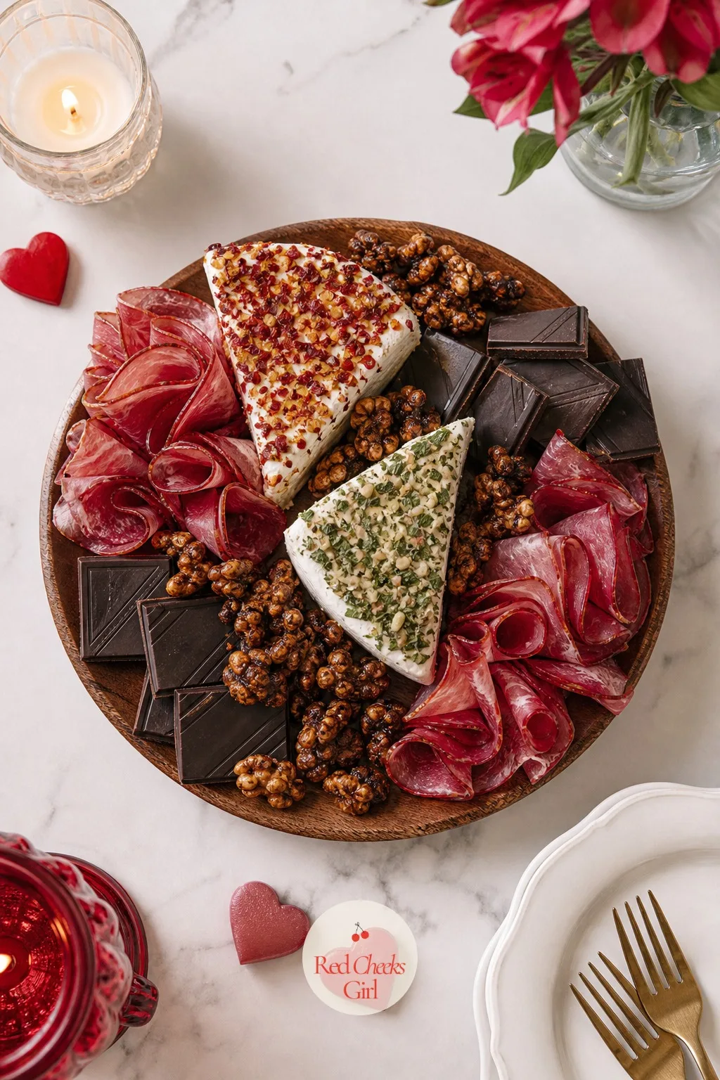 Date Night Board for Two — A full-size board for two people just means a full-size board of leftovers by Wednesday. Valentine charcuterie board