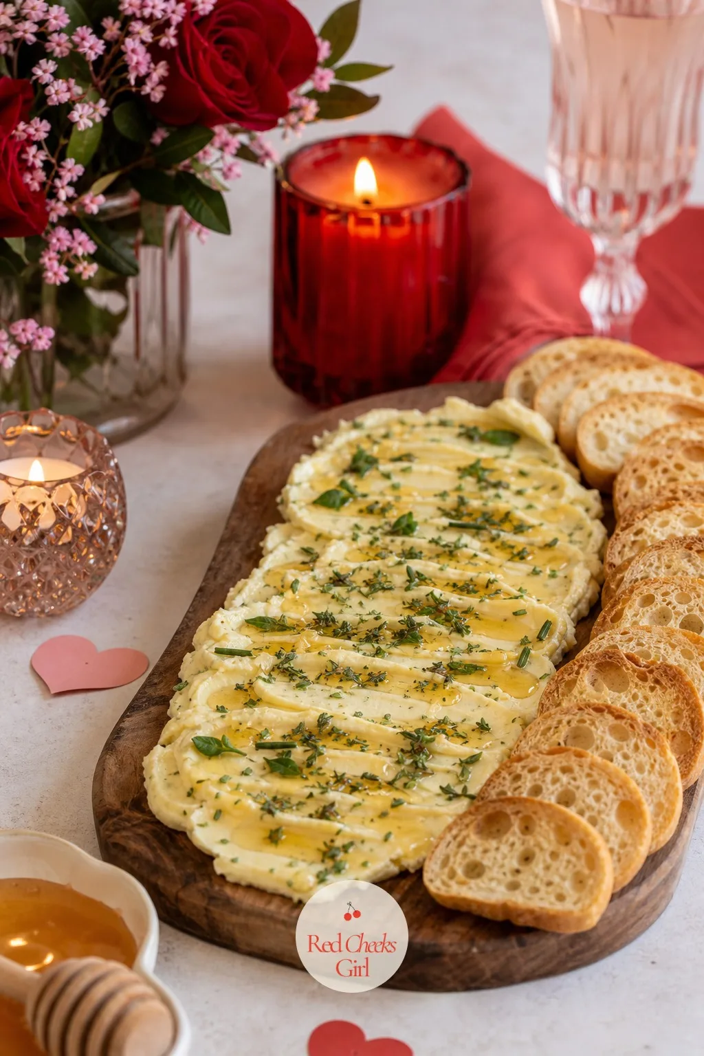 Honey and Herb Butter Board — A plain butter board can feel like it is missing something next to all the sugar everywhere else on the table. Valentine