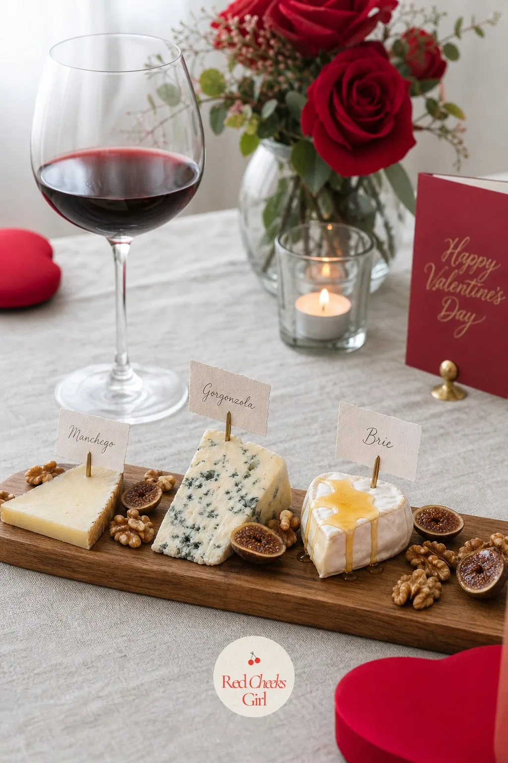 Wine and Cheese Pairing Board for Two — Some nights call for talking about what is on the plate, not just eating it. Valentine charcuterie board