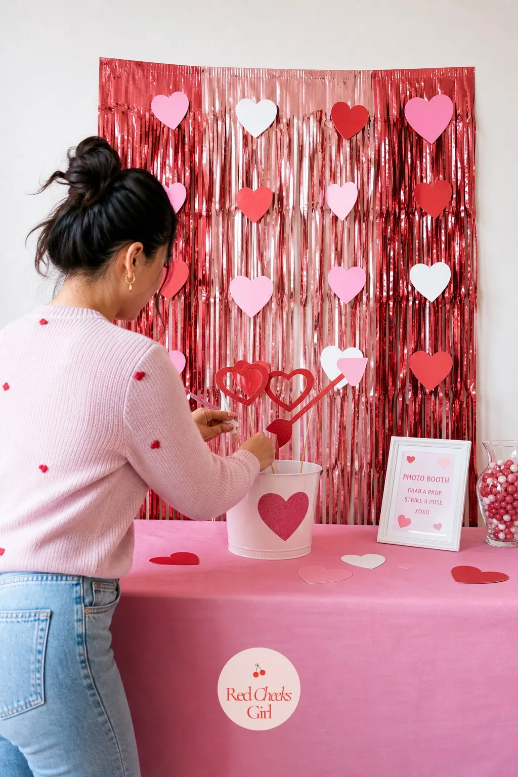 Heart Photo Booth With Props — She will ask why a classroom needs a photo booth at all, and the answer is that every parent wants one picture of their kid in