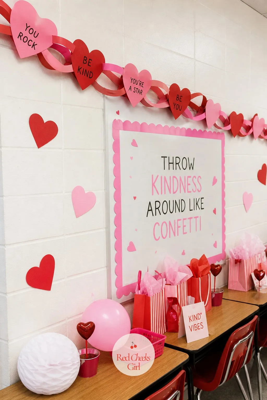 Kind Words Paper Heart Chain — This one doubles as decoration and as the nicest thing that happens all party, a chain of hearts that strings around the room by