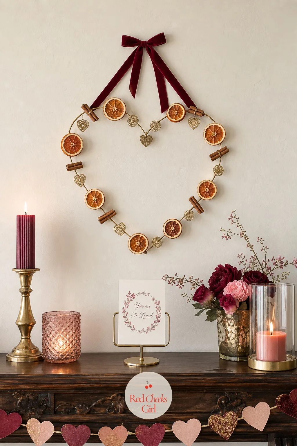 Dried Citrus and Cinnamon Heart Garland — A paper garland looks like it came from a party store, and most people can spot it at a glance. Valentine crafts for