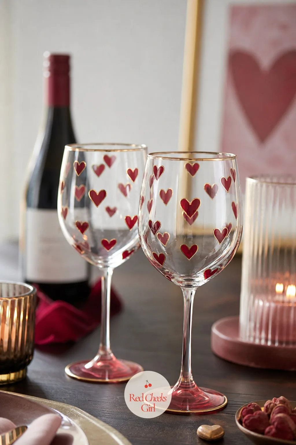 Hand-Painted Wine Glasses — A set of matching stemware from a box store says nothing about the evening. Valentine crafts for adults