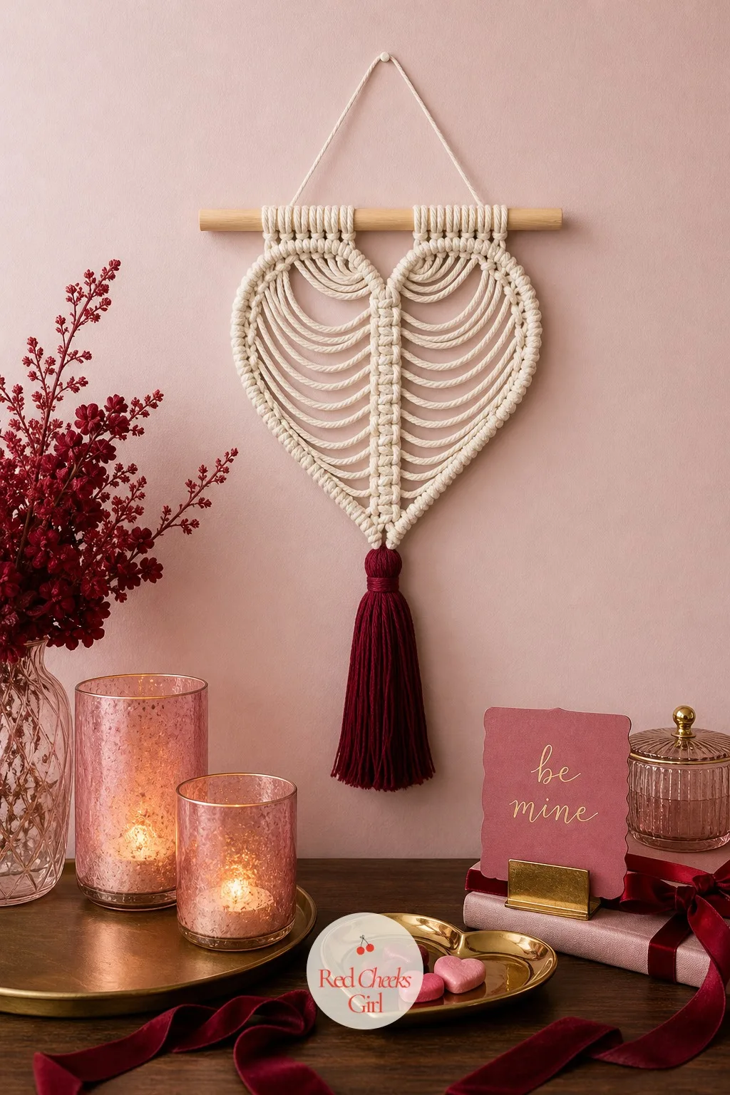 Macrame Heart Wall Hanging — Macrame has a reputation for taking a full afternoon and several diagrams. Valentine crafts for adults