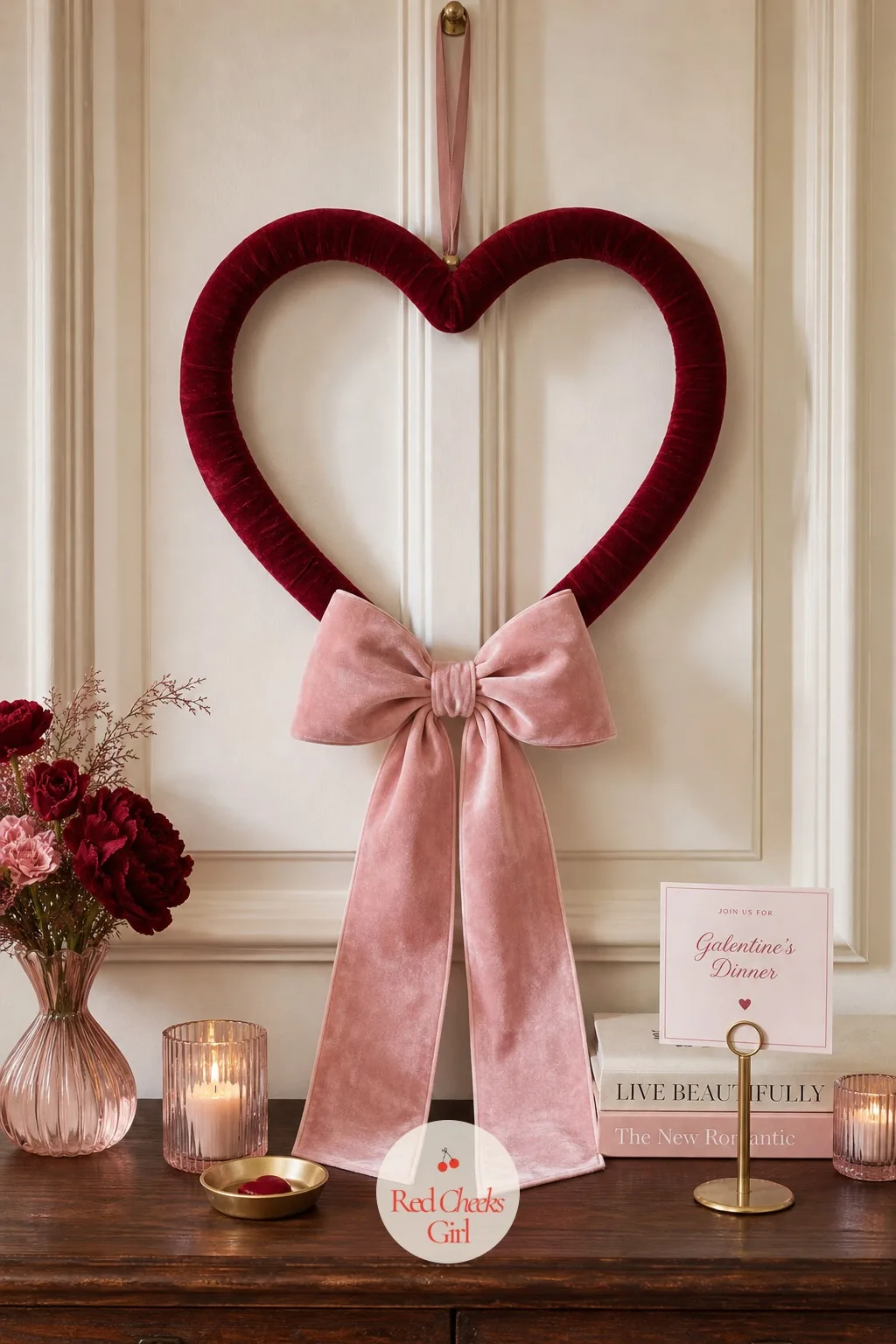 Ribbon and Bow Heart Wreath — A leftover pine wreath from December reads tired by the second week of February, and everyone walking in knows it. Valentine