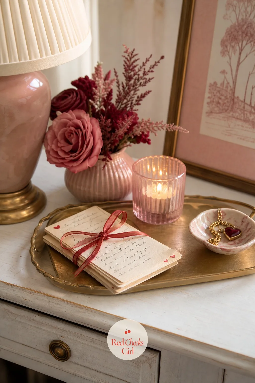 A Bundle Of Love Letters Tied With Ribbon On The Nightstand — This is the smallest, most private decoration in the entire house, and the only one that is