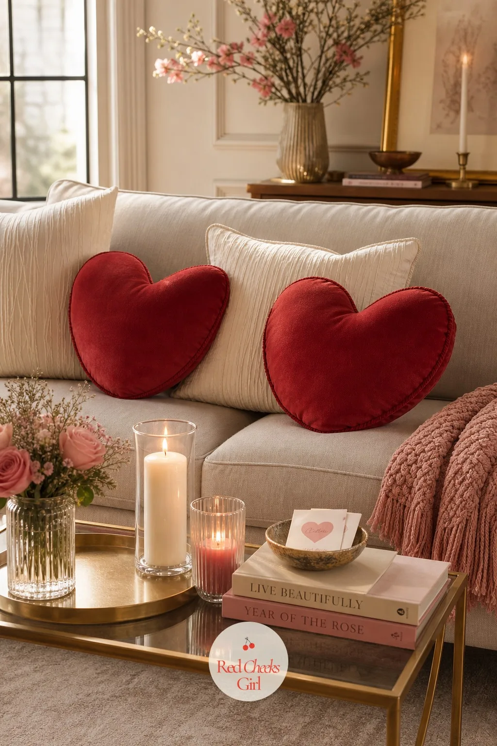Heart Throw Pillows On The Sofa — The sofa is where anyone sitting down actually lands a hand first, which makes it the best place in the house to spend on