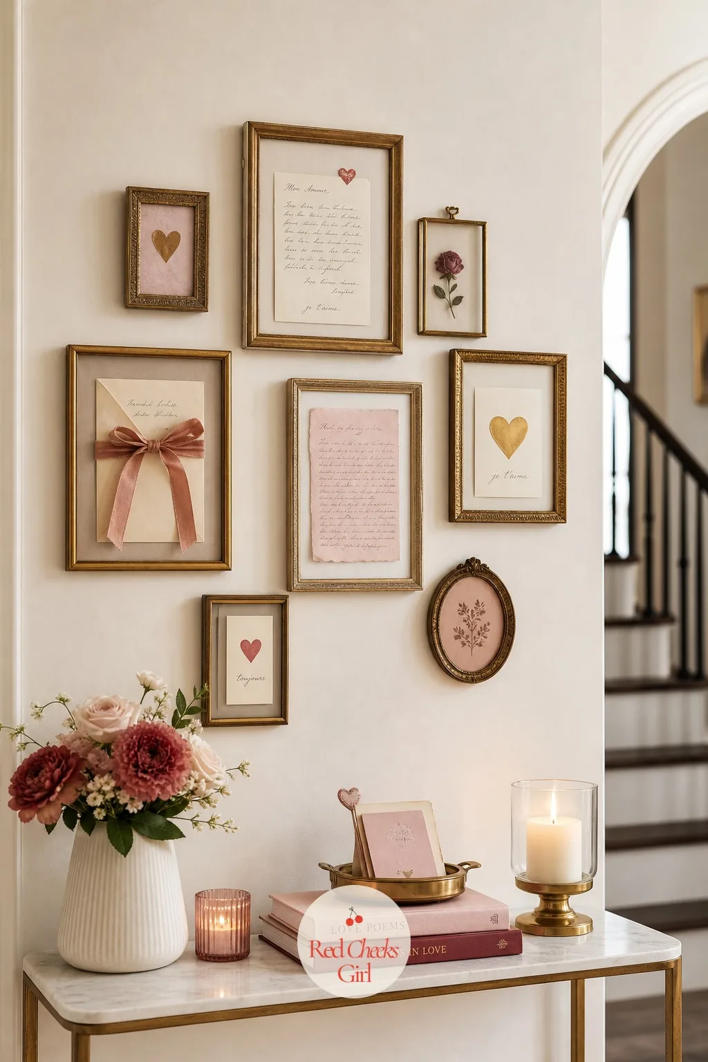 A Love Letter Gallery Wall — Most Valentine wall decor is a single banner, glanced at once and forgotten. Valentine decorations