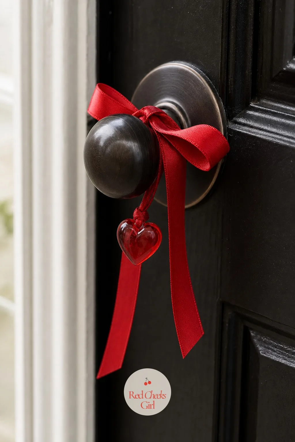 Doorknob Ribbon Bow — The smallest gesture on the door is often the one a guest's hand actually touches. Valentine door decorations