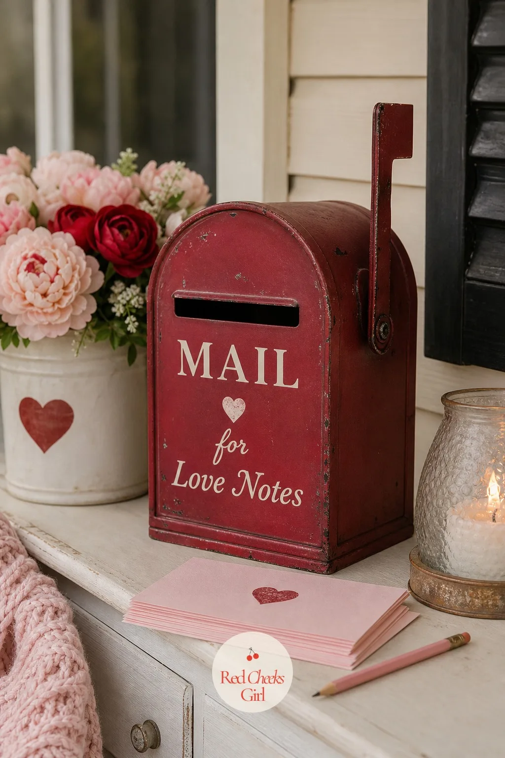 Vintage Mailbox for Love Notes — A porch can look beautiful and still have nothing for a visitor to do. Valentine front porch