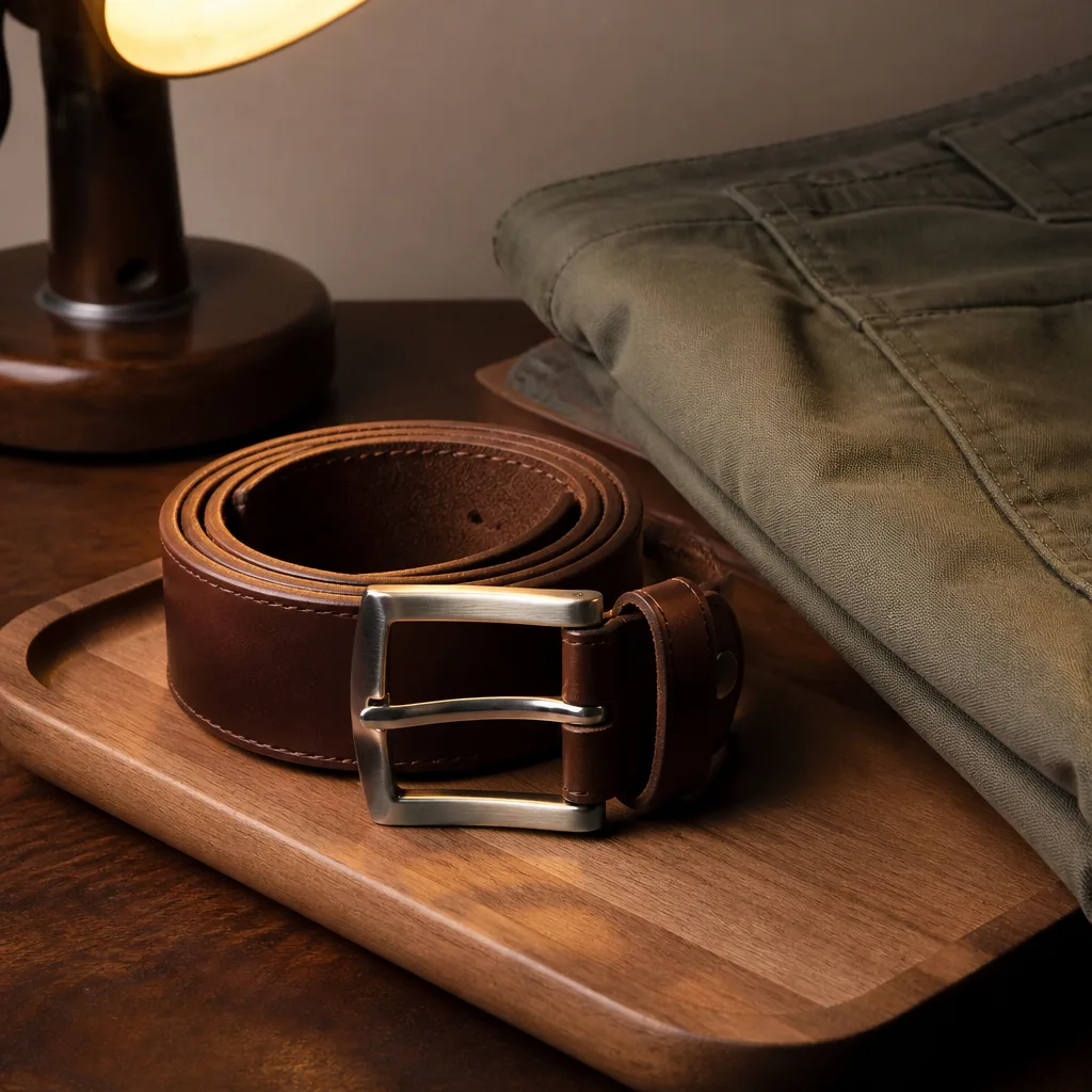 Leather Belt — Unglamorous, yes, but also the one accessory he will wear under every single outfit without ever thinking twice. Valentine gifts for boyfriend