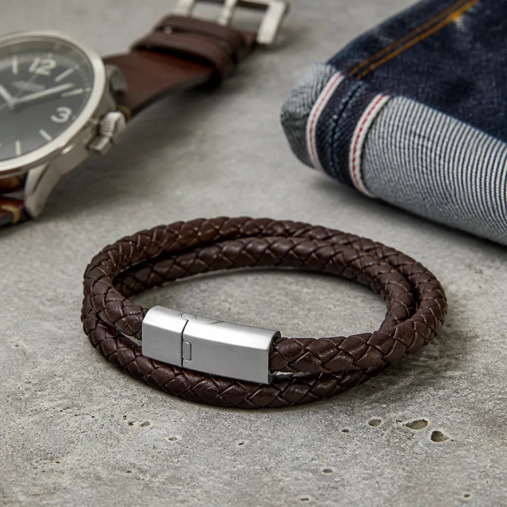 Leather Cord Bracelet — This is the easier entry point if full-on jewellery feels too soon. Valentine gifts for boyfriend