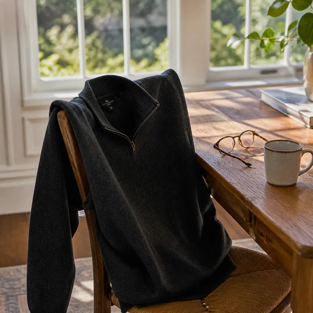 Quarter-Zip Sweater — This is the sweater that ends up on every chair back in the house because he never stops reaching for it. Valentine gifts for boyfriend